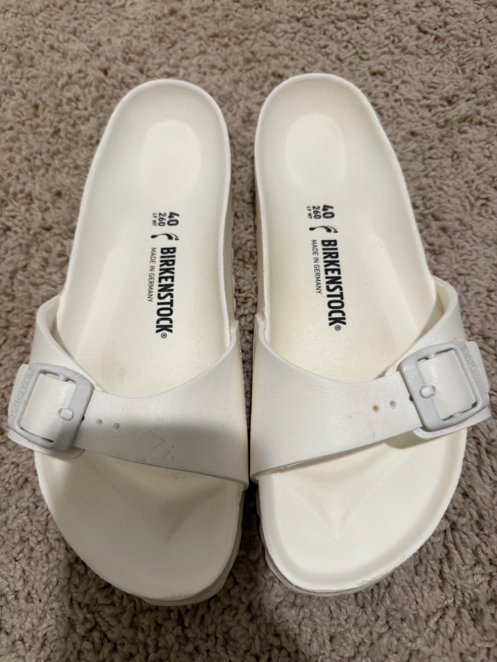Birkenstock White Madrid EVA Slip-On Sandals. Size 40 - US 9
